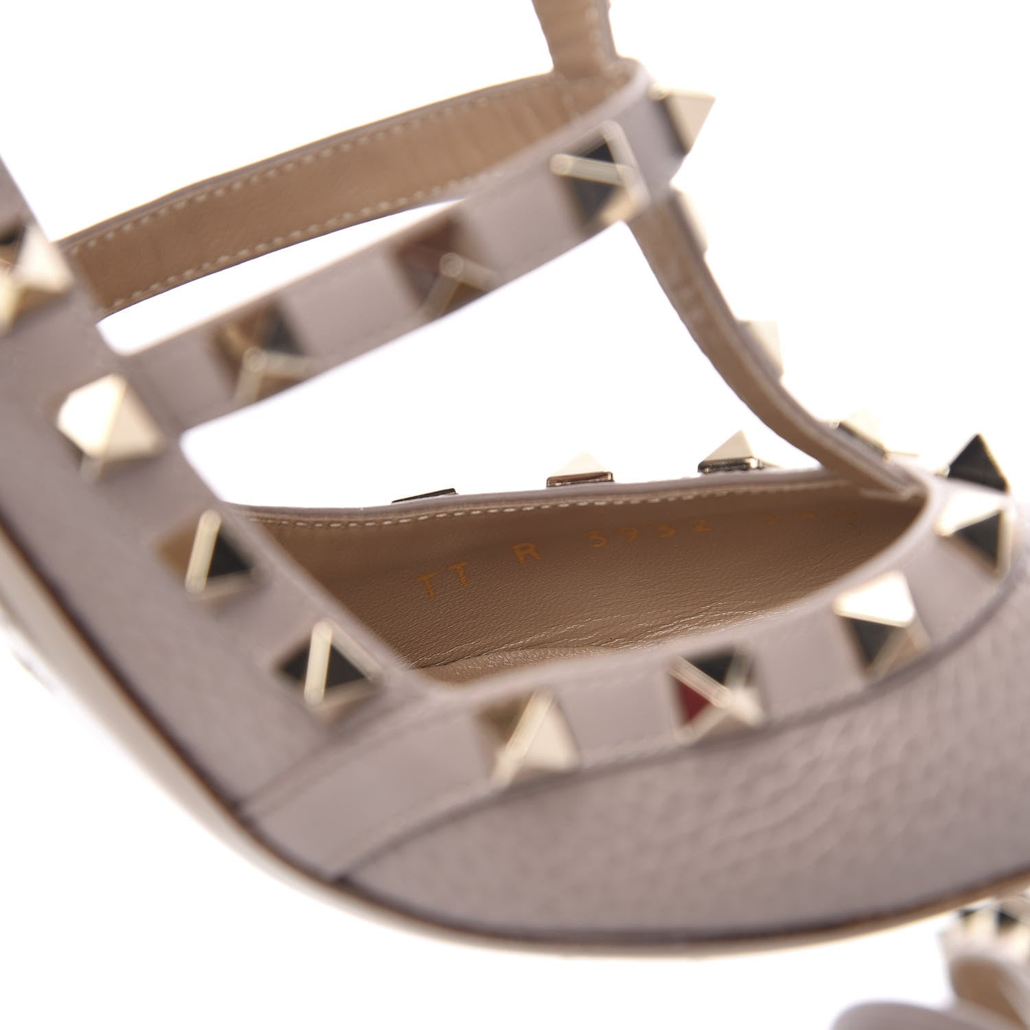 Valentino Garavani Pebbled Calfskin Rockstud Ankle Strap Pumps 39.5 Poudre 10 of 11