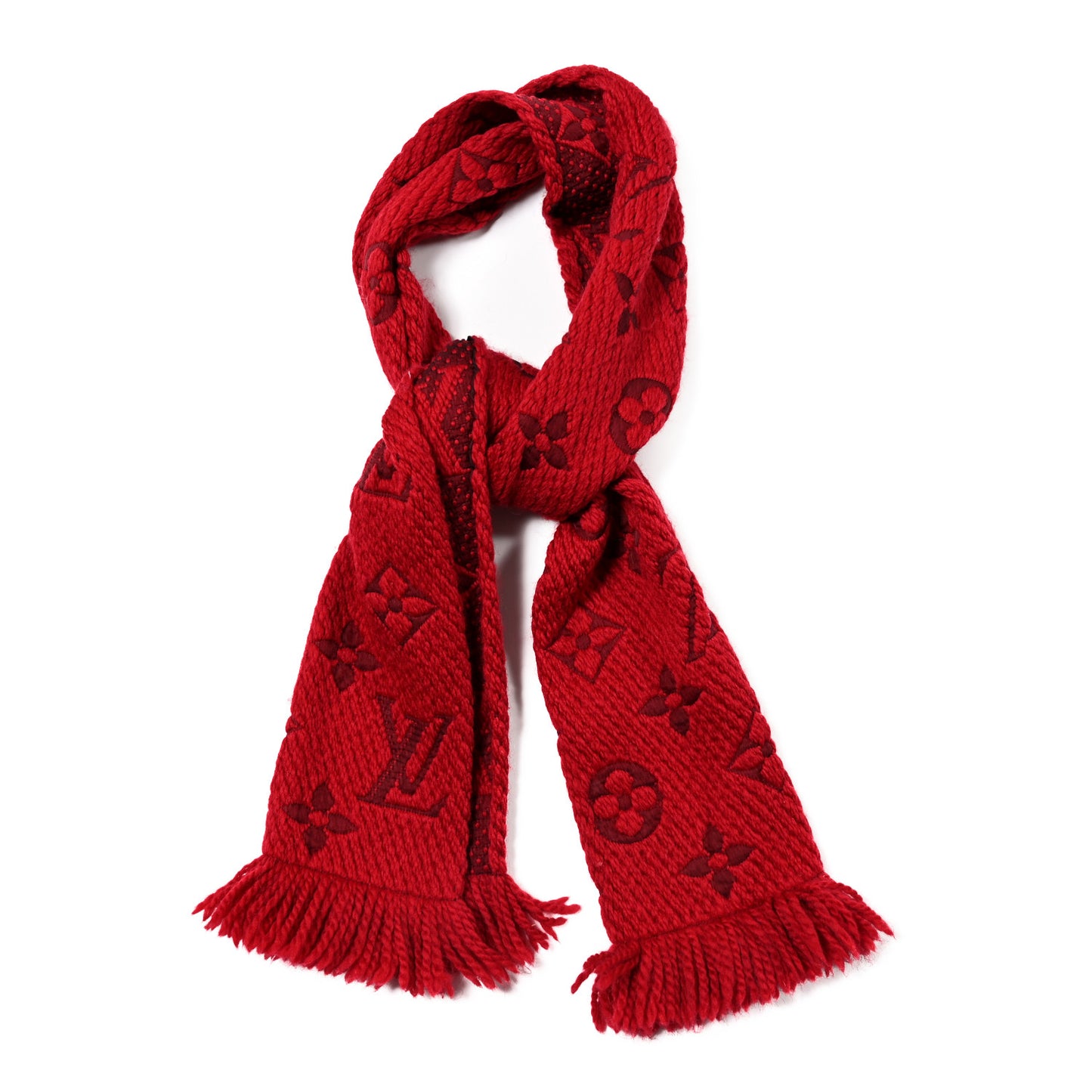 Wool Silk Logomania Scarf Rubis