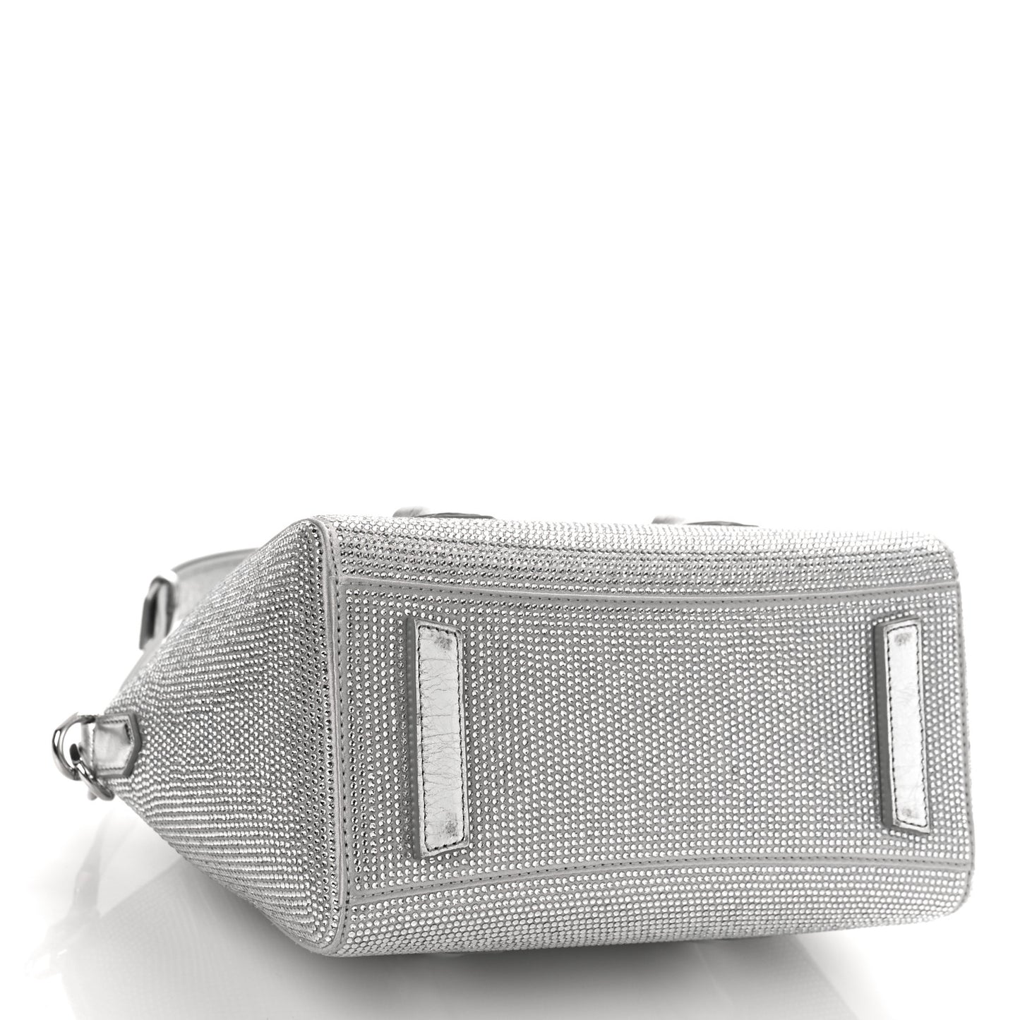 Crystal Embellished Mini Lock Antigona Shoulder Bag Silvery Grey