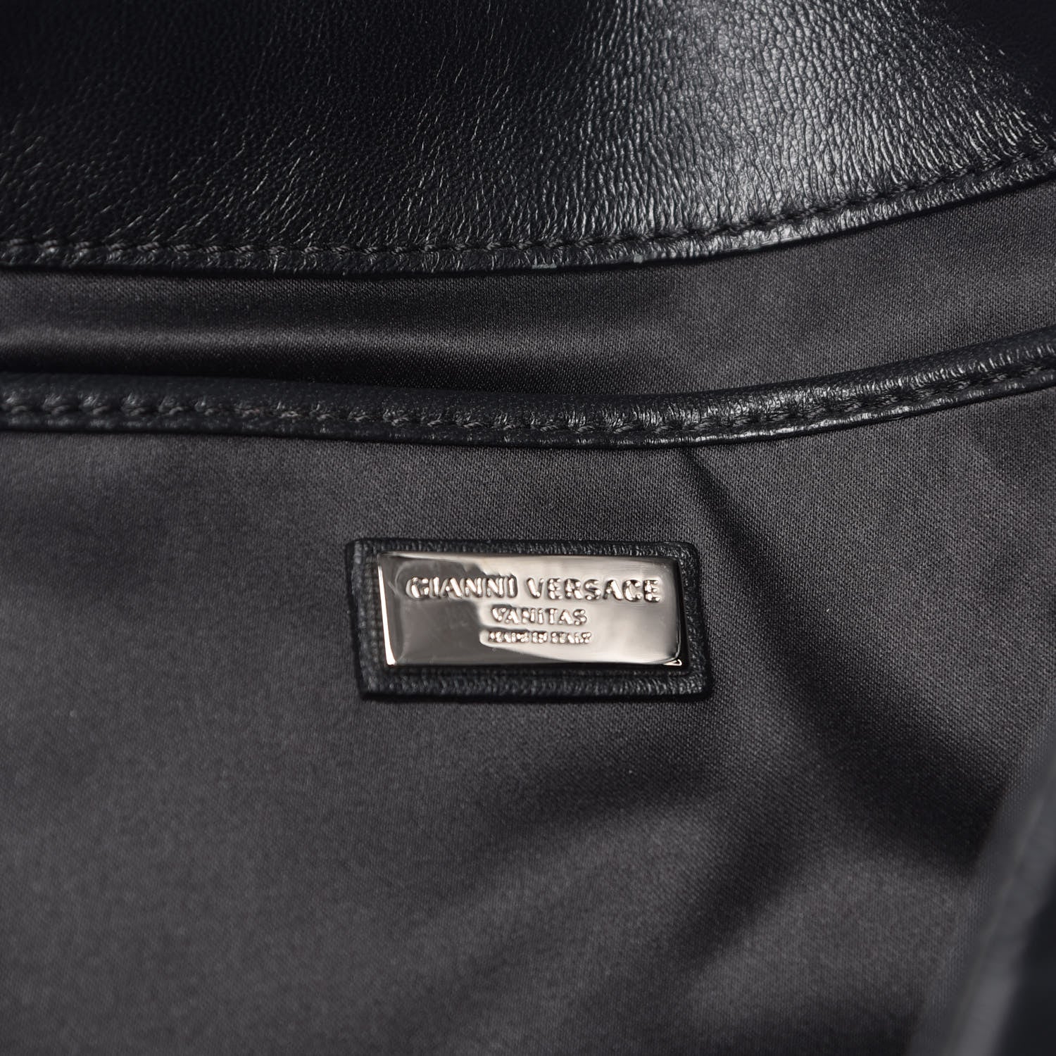 Versace Nappa Studded Vanitas Flap Shoulder Bag Black 6 of 7