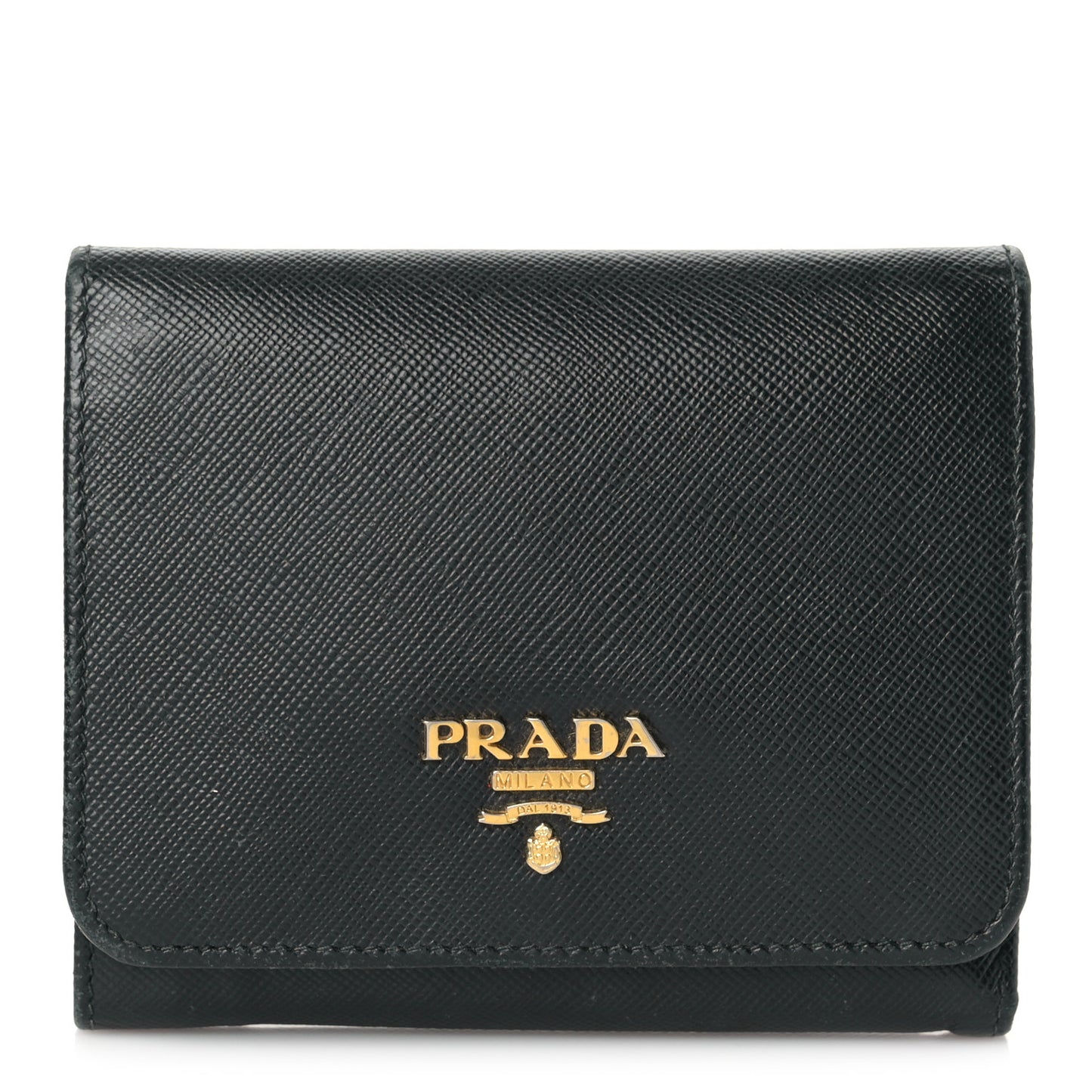 Saffiano Metal Tri-Fold Wallet Black