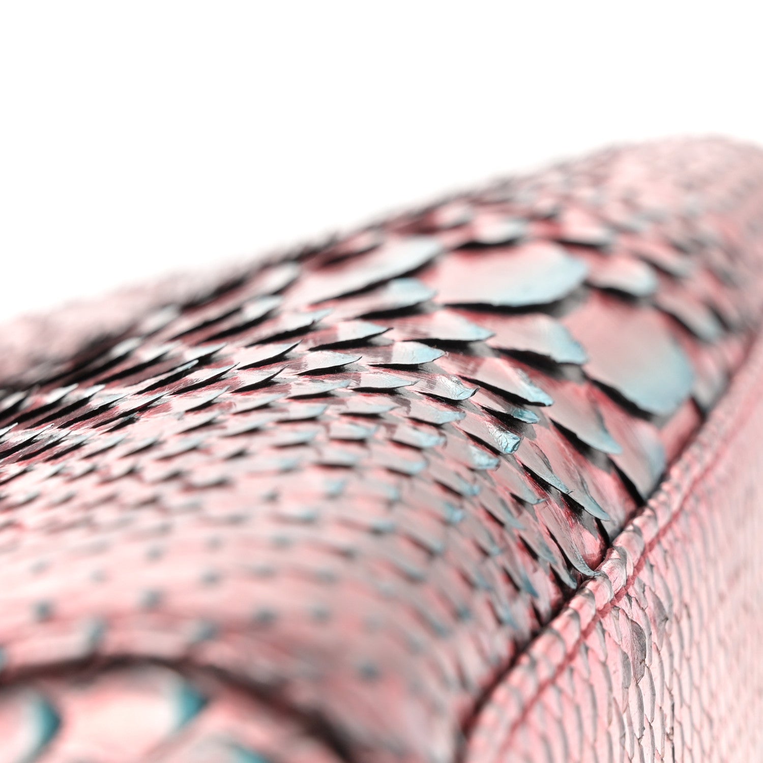 Christian Dior Metallic Snakeskin Medium Lady Dior Pink Blue