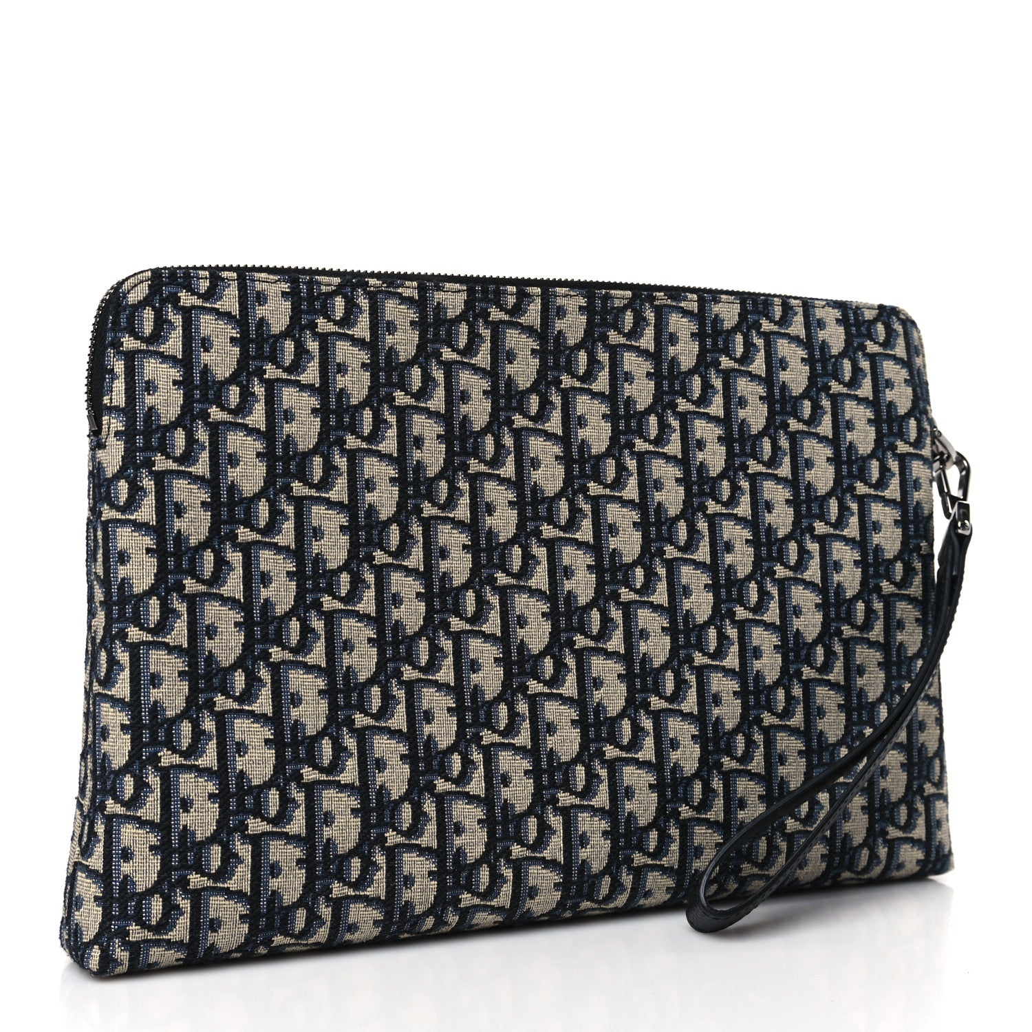 Christian Dior Oblique Pouch Wristlet Blue 3 of 9