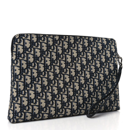 Christian Dior Oblique Pouch Wristlet Blue 3 of 9