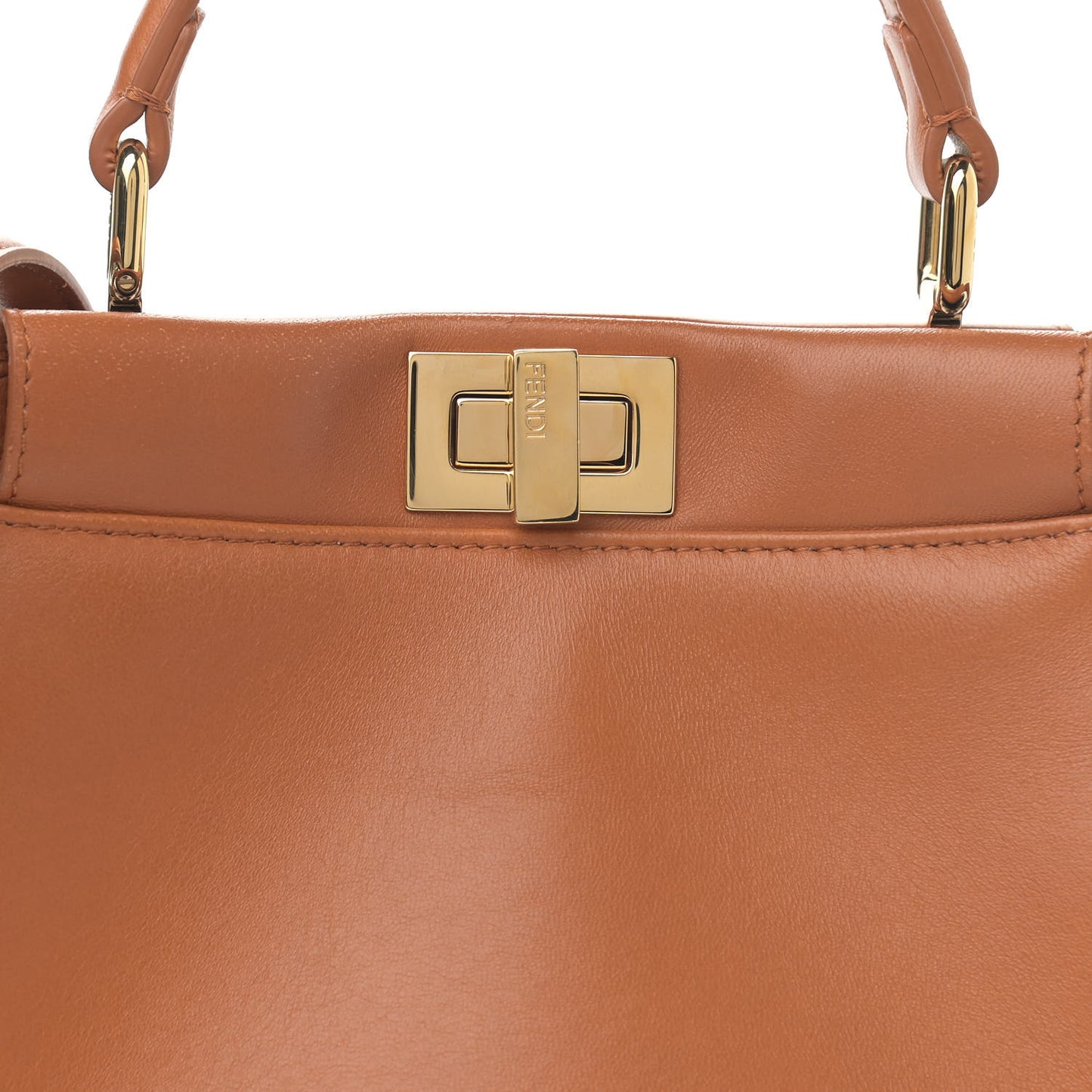 Nappa Vitello Century Gingham Embossed Mini Peekaboo Iconic Satchel Brandy White Black