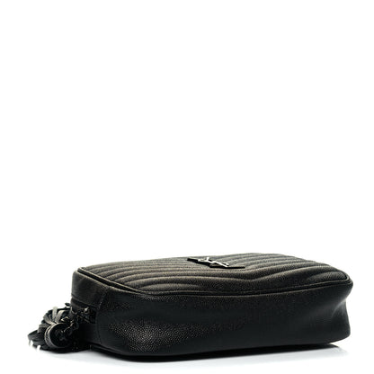 Saint Laurent Grain De Poudre Matelasse Monogram Mini Lou Camera Bag Black 4 of 9