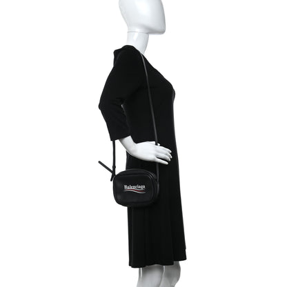 Balenciaga Calfskin Political Campaign Logo XS Camera Bag Black 2 of 8