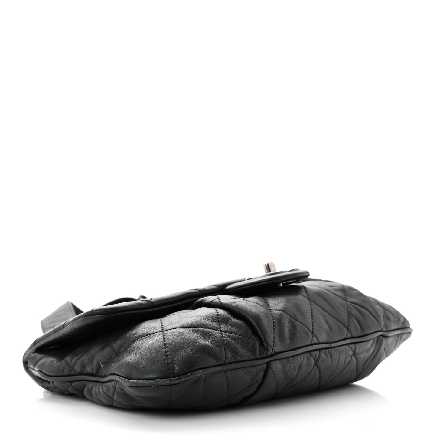 Calfskin Coco Pleats Messenger Flap Black