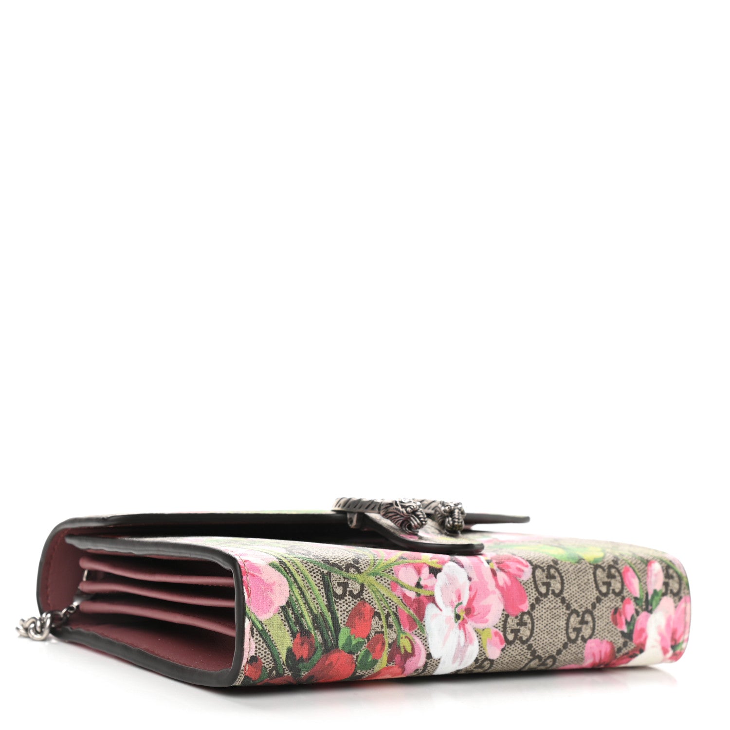 Gucci GG Supreme Monogram Blooms Mini Dionysus Chain Wallet Beige Multicolor Dry Rose 4 of 9