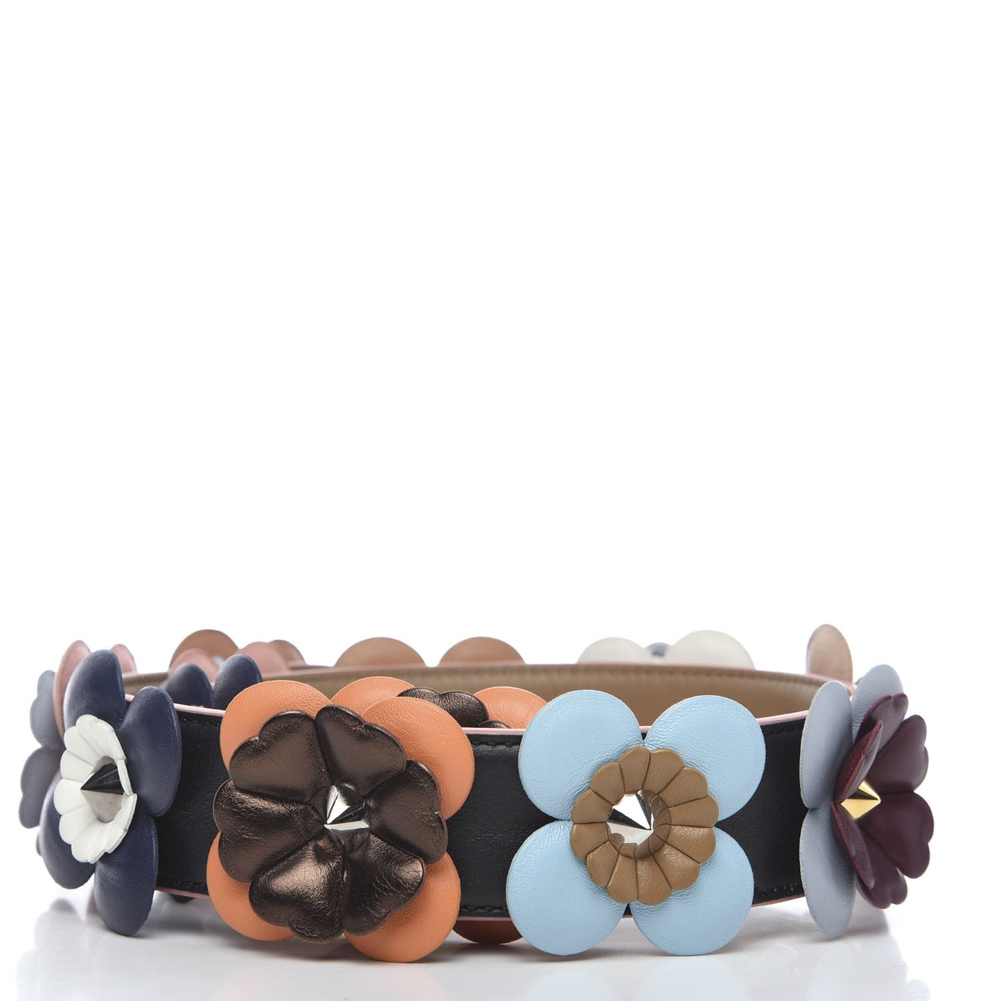 Vitello Dolce Flowerland Bi-Color Studded Strap You Black Sand Multicolor
