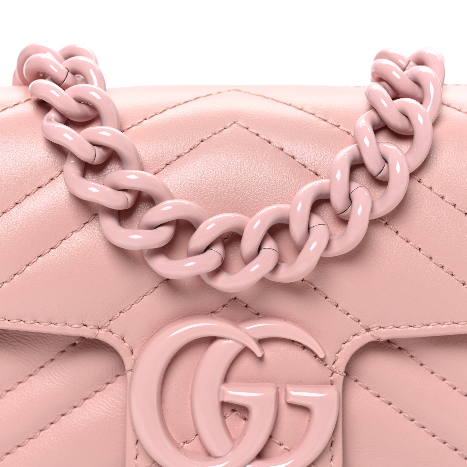 Gucci Calfskin Matelasse Monochrome GG Marmont Chain Belt Bag Perfect Pink 8 of 10