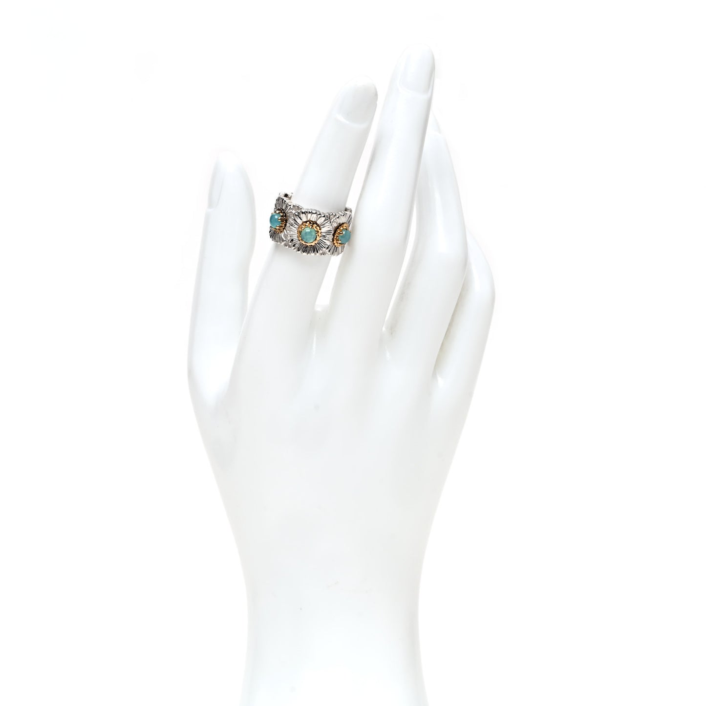 Sterling Silver Gold Vermeil Blue Agate Blossoms Daisy Color Eternelle Ring 53 6.25