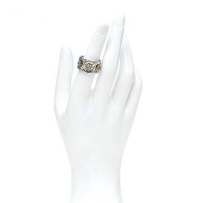 Buccellati Sterling Silver Gold Vermeil Blue Agate Blossoms Daisy Color Eternelle Ring 53 6.25 2 of 7