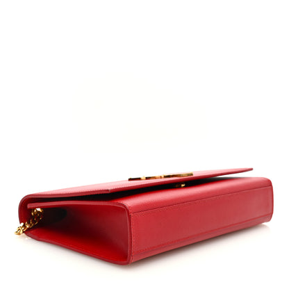 Saint Laurent Grain De Poudre Medium Monogram Kate Satchel Red 4 of 9