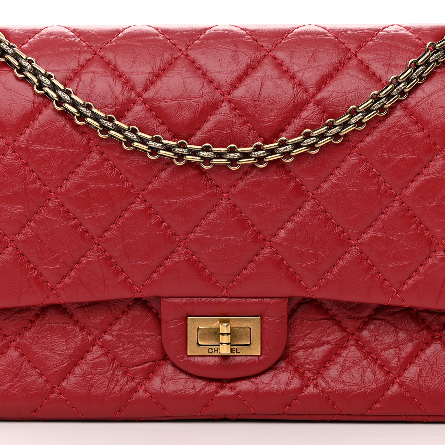 Aged Calfskin Quilted 2.55 Reissue 226 Flap Red
