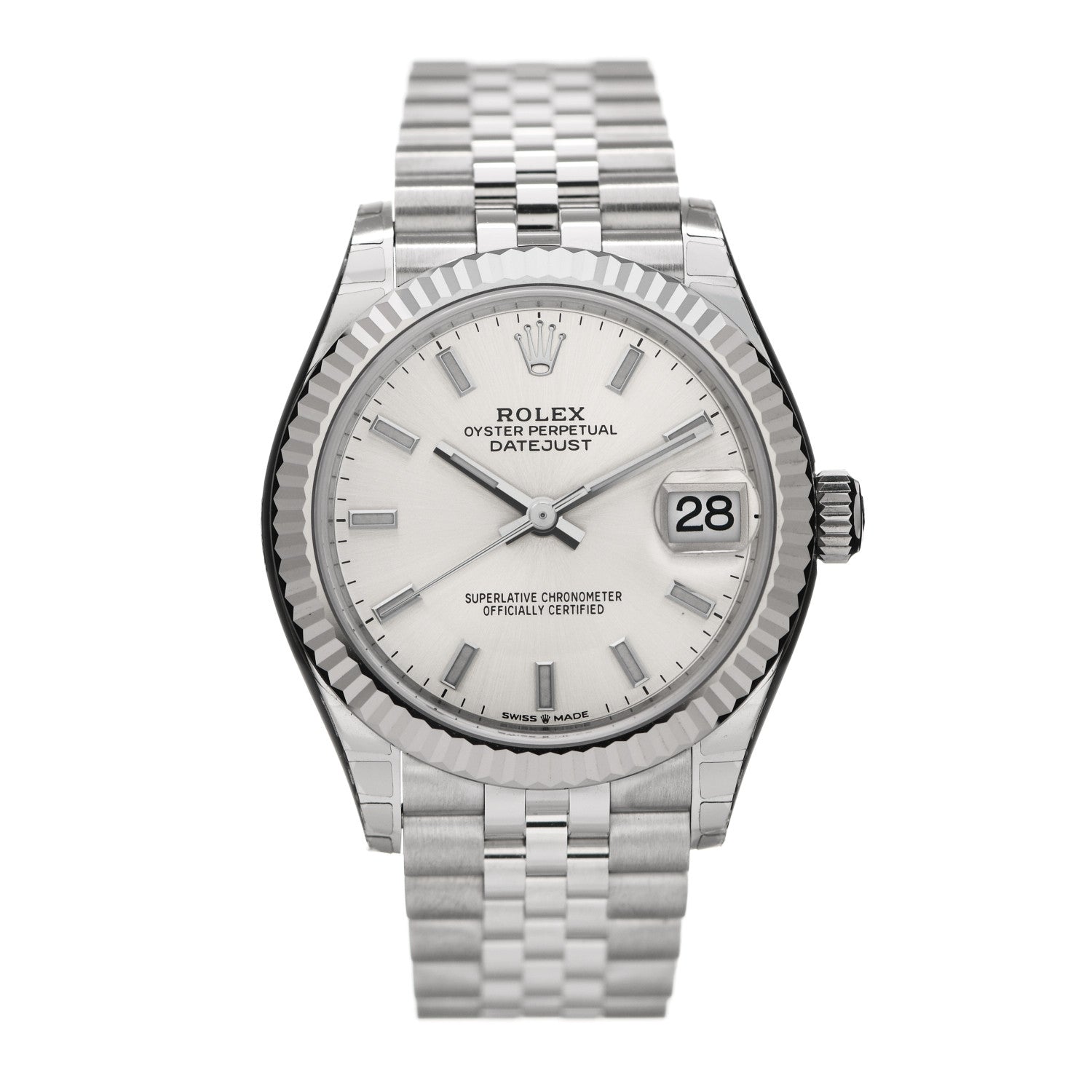 Rolex Stainless Steel 18K White Gold 31mm Oyster Perpetual Datejust Watch Silver 278274 1 of 5