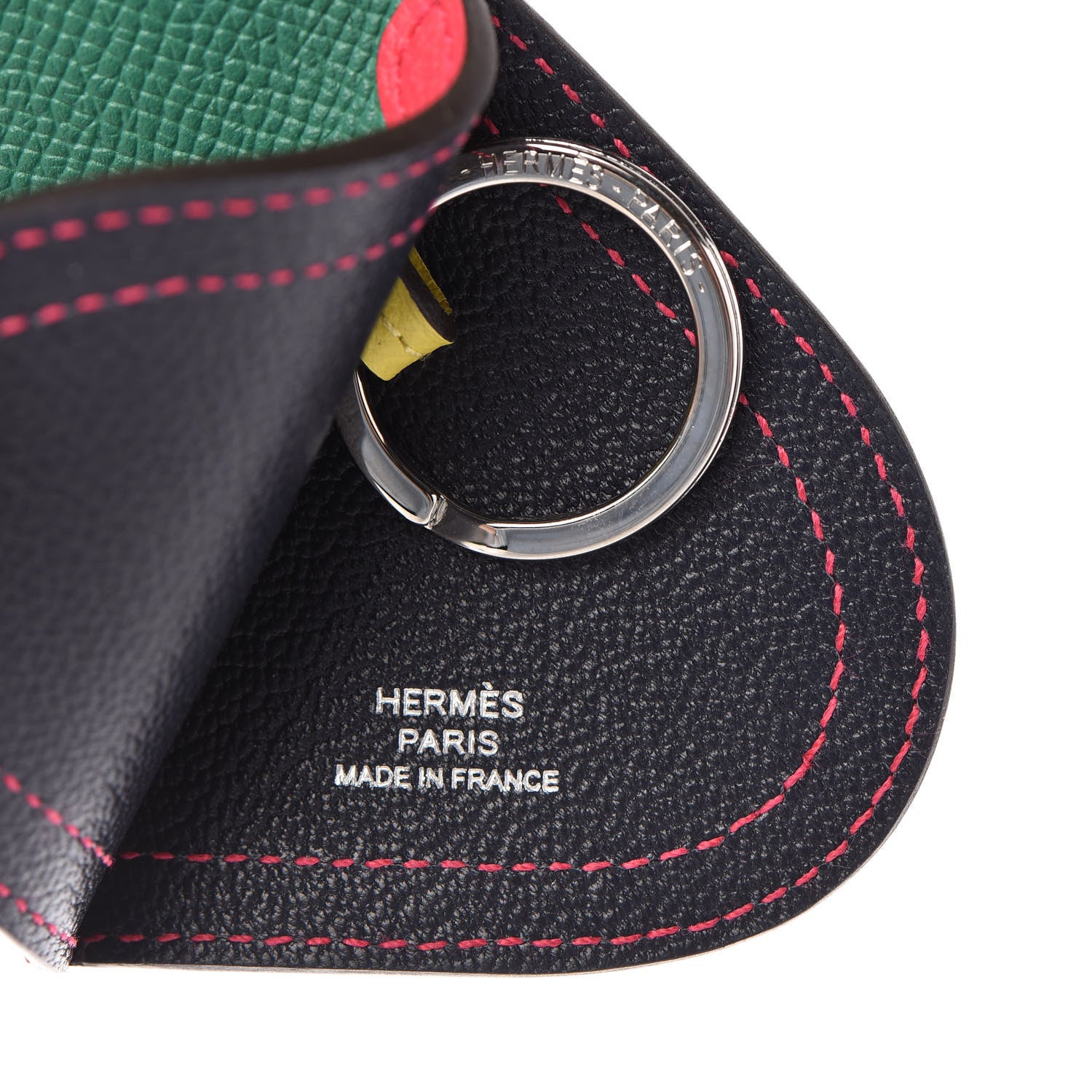Hermes Epsom Camail Key Holder Malachite Rose Extreme Lime 5 of 6