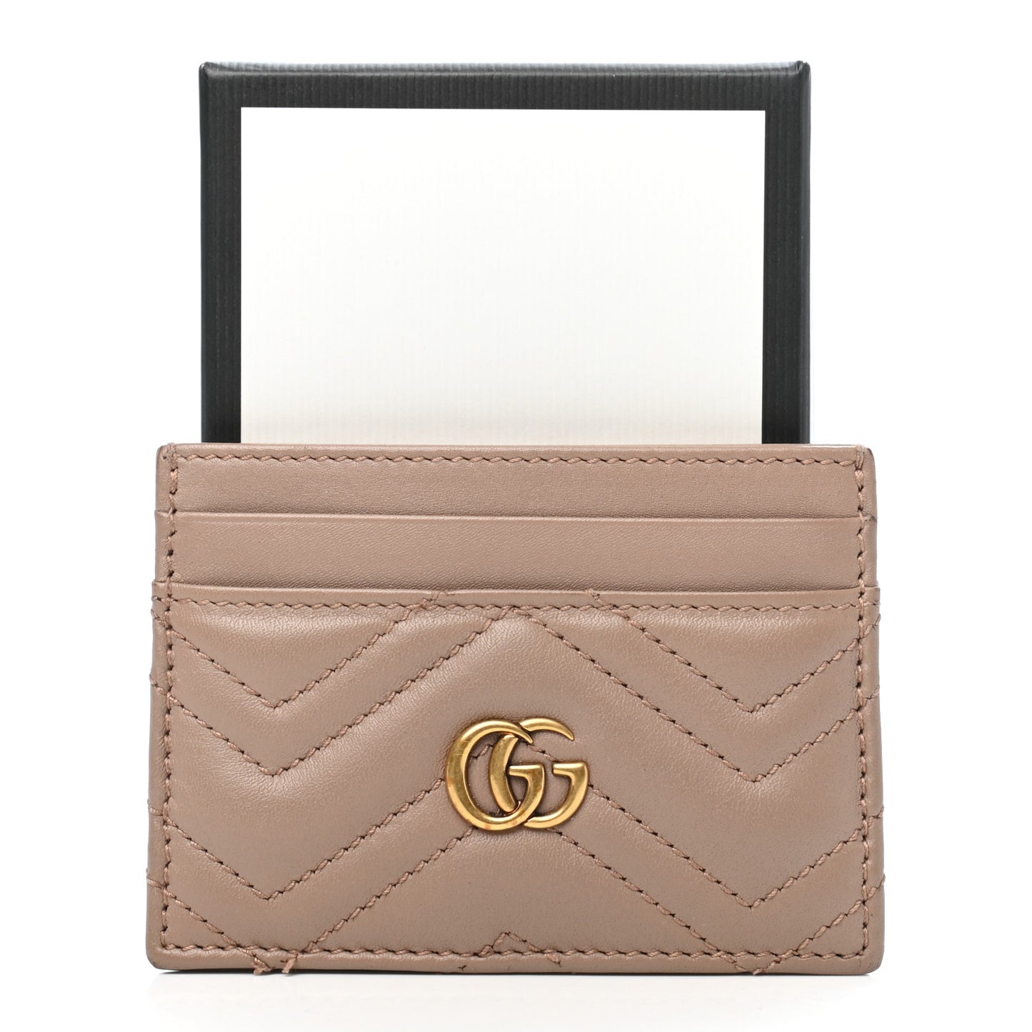 Calfskin Matelasse GG Marmont Card Holder Porcelain Rose