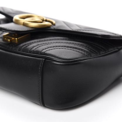 Gucci Calfskin Matelasse Mini GG Marmont Shoulder Bag Black 7 of 10
