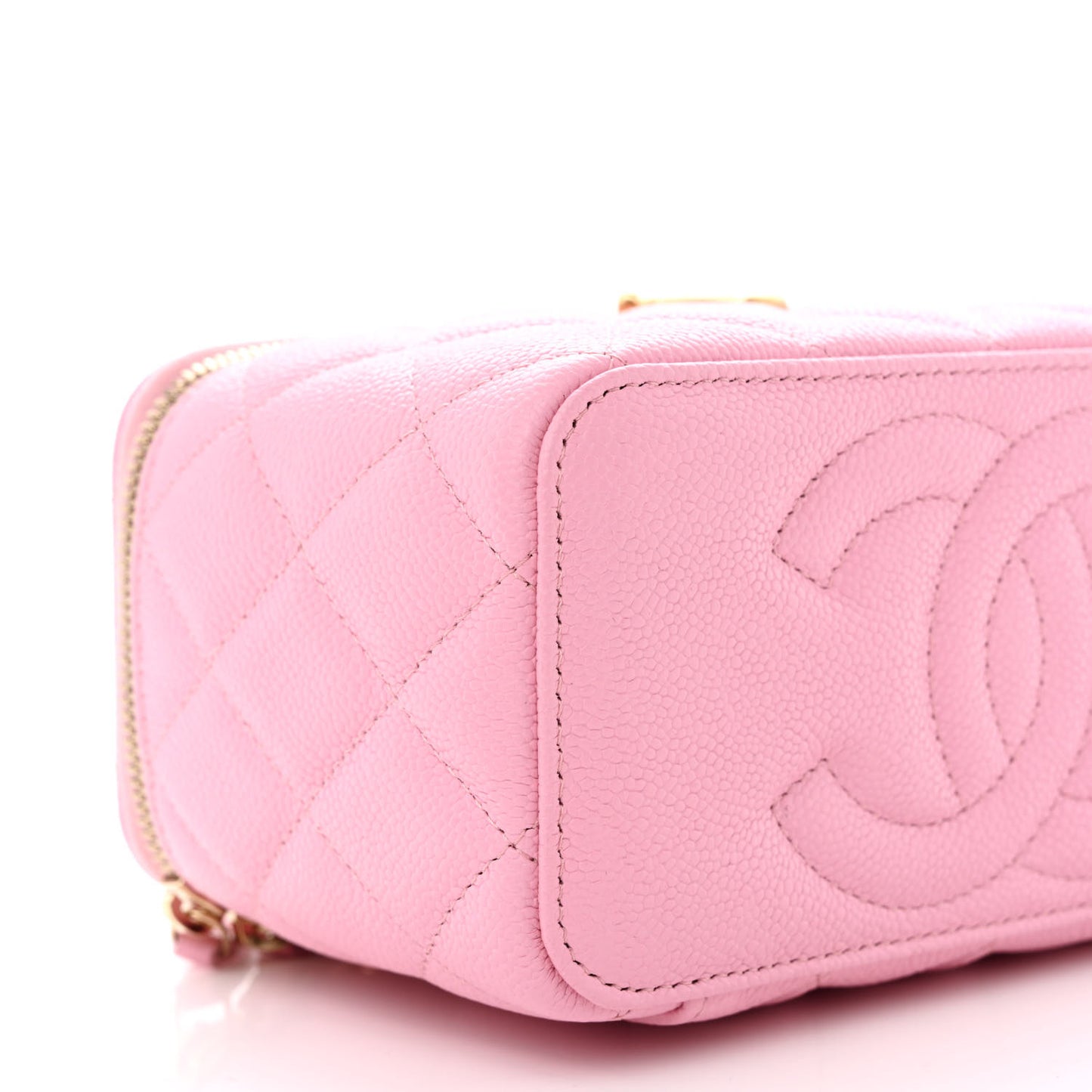 Caviar Quilted Sweetheart Vanity Case Pink