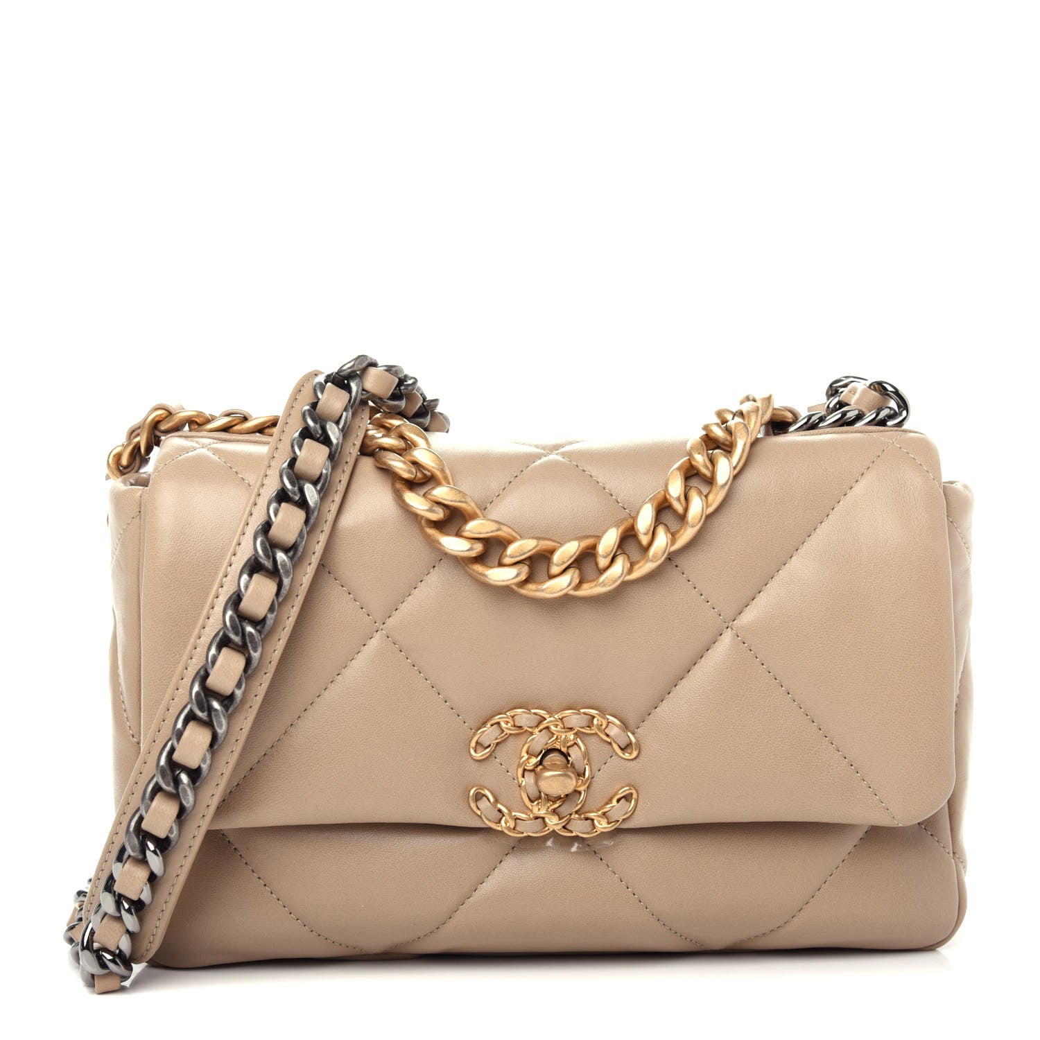 Chanel Lambskin Quilted Medium Chanel 19 Flap Dark Beige 1 of 10