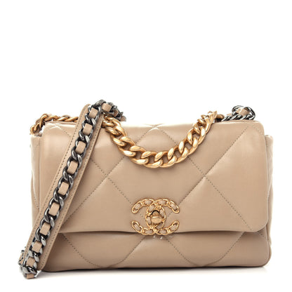 Chanel Lambskin Quilted Medium Chanel 19 Flap Dark Beige 1 of 10