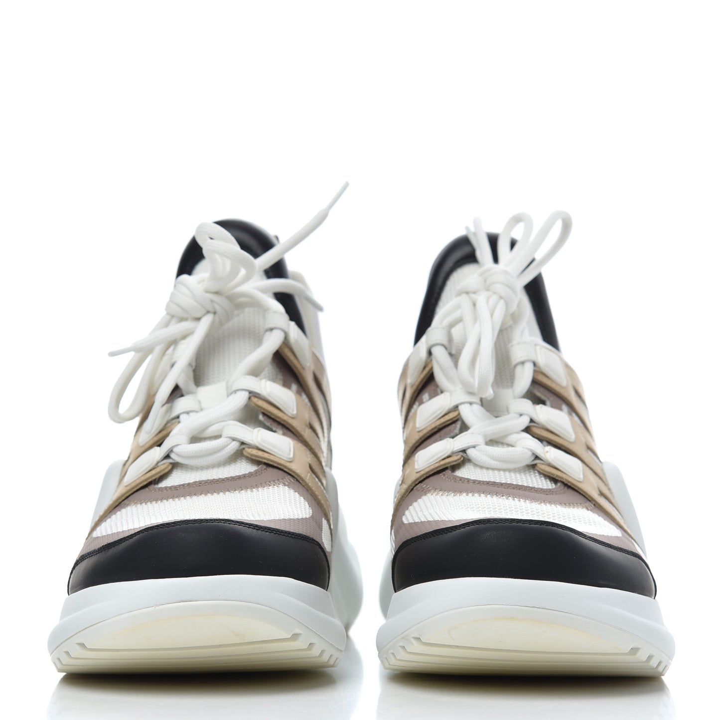 Calfskin Technical Nylon LV Archlight Sneakers 42 White Beige