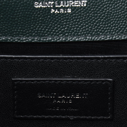Saint Laurent Grain De Poudre Medium Monogram Kate Satchel Vert Fonce 6 of 14