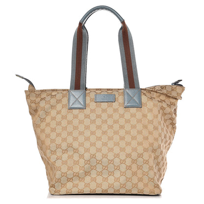 Gucci GG Monogram Large Web Handle Bucket Tote Blue 1 of 10