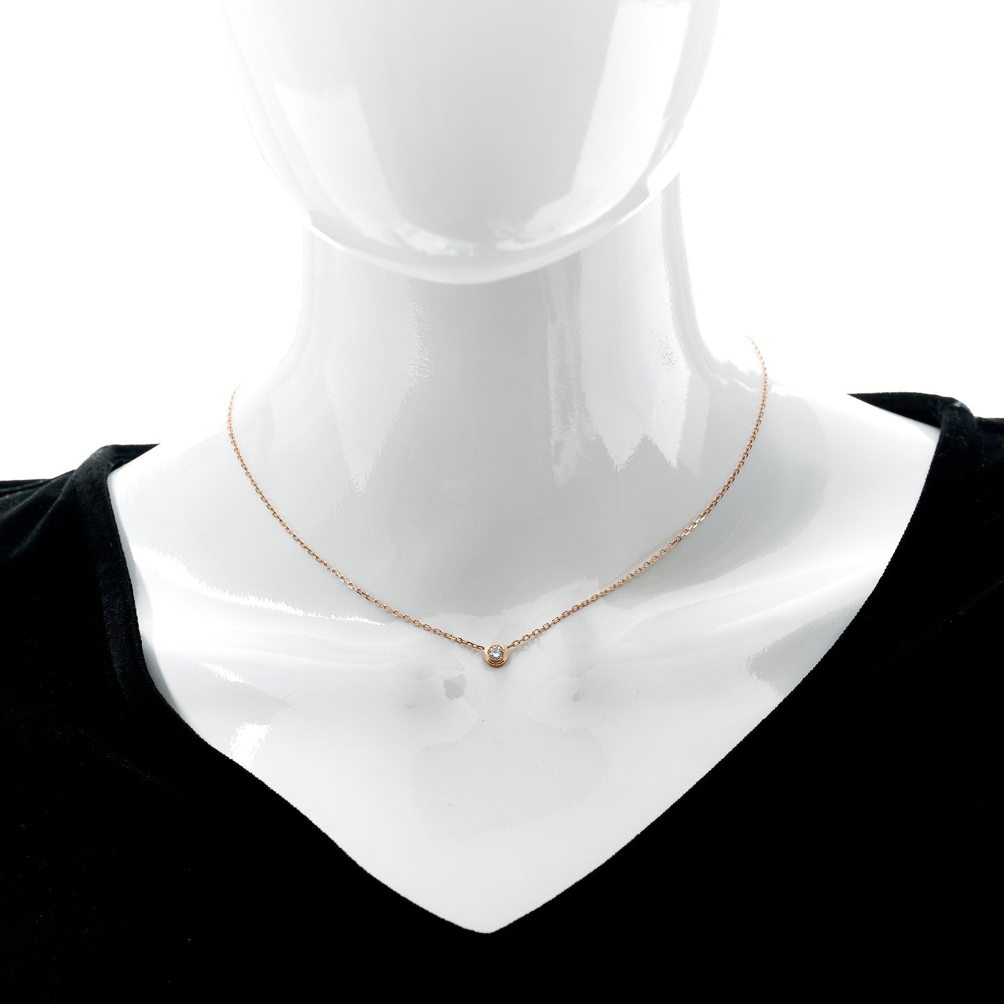 18K Pink Gold Diamond LM D'Amour Pendant Necklace