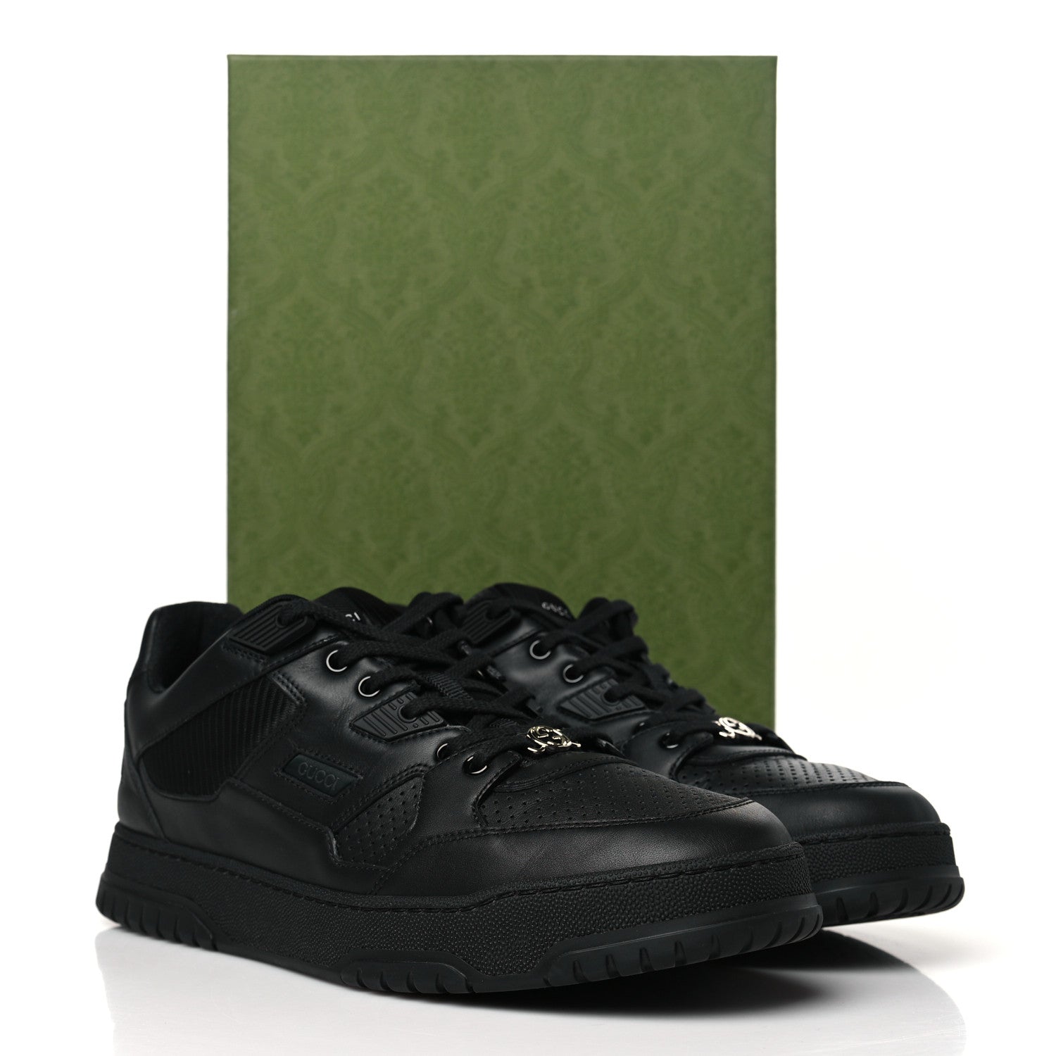 Gucci Calfskin Miro Soft Perforated Technical Jersey Knit Mens Jones Sneakers 10 Black 9 of 9