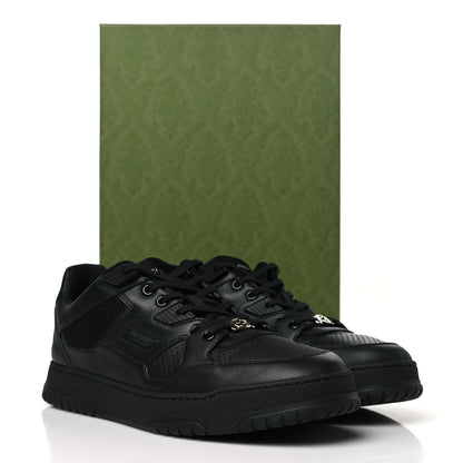 Gucci Calfskin Miro Soft Perforated Technical Jersey Knit Mens Jones Sneakers 10 Black 9 of 9