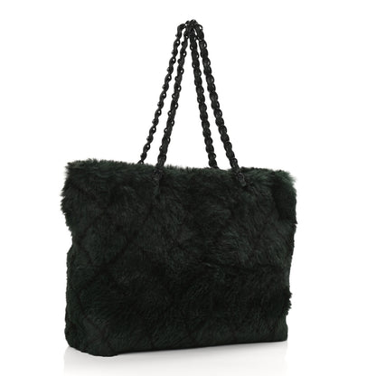 Chanel Lapin Fur Quilt Pattern Tote Green 3 of 10