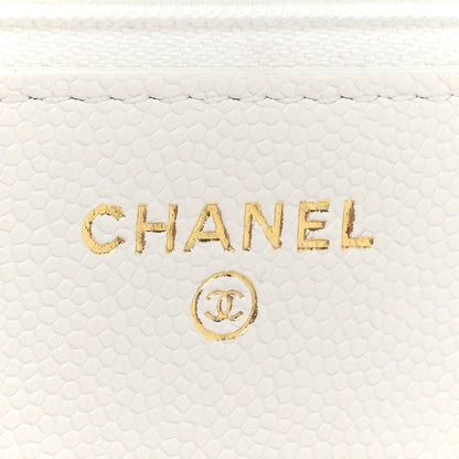 Chanel Shiny Caviar Quilted Strass Wallet On Chain WOC White 8 of 12