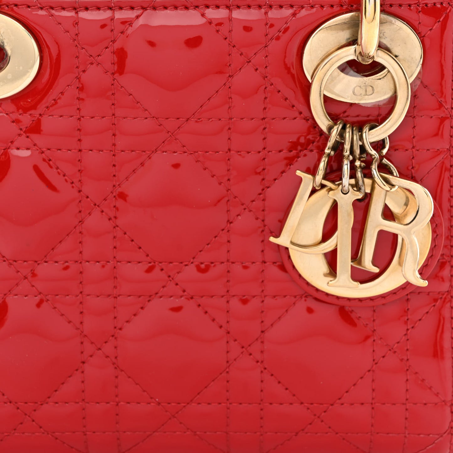Patent Cannage Mini Lady Dior Red