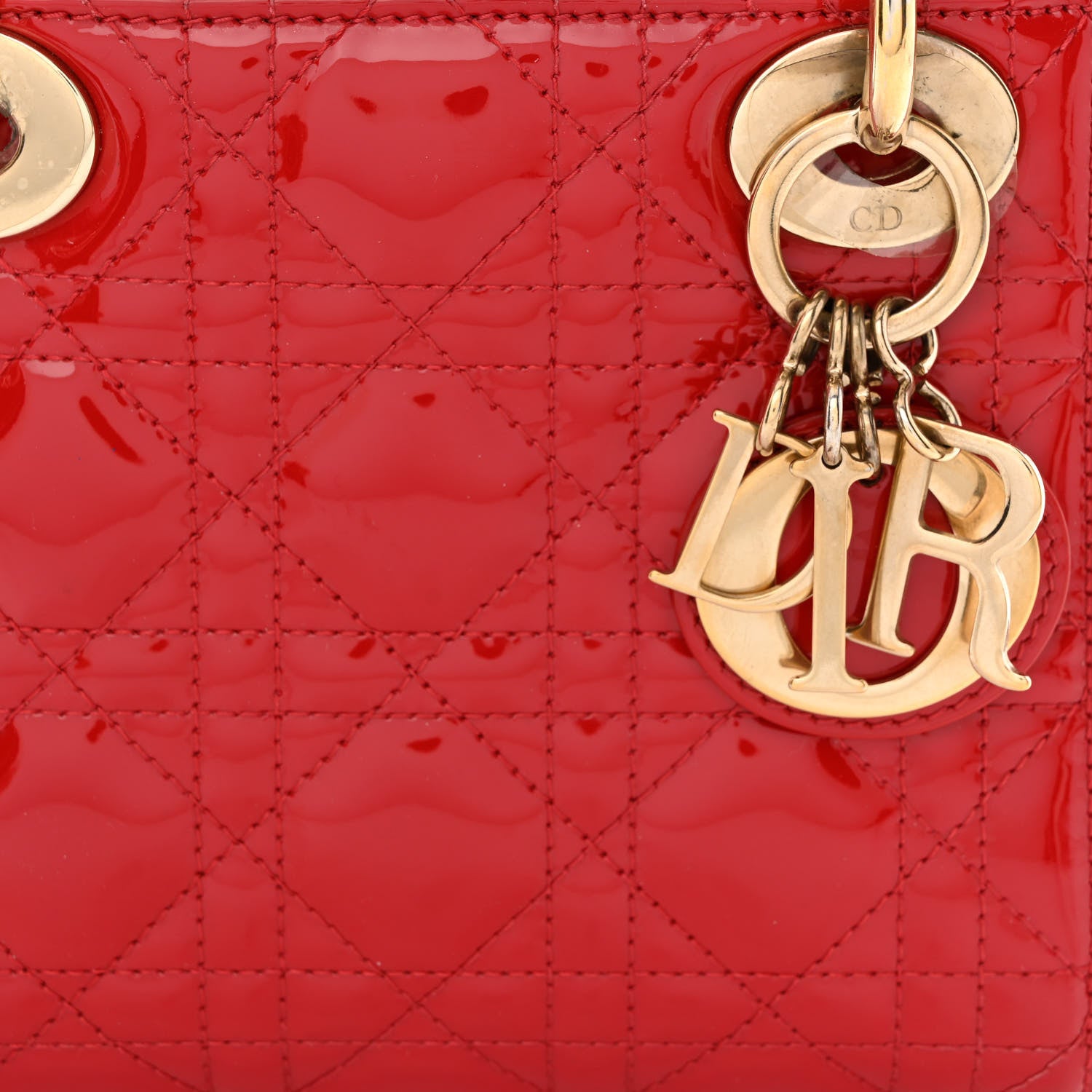 Christian Dior Patent Cannage Mini Lady Dior Red 8 of 10