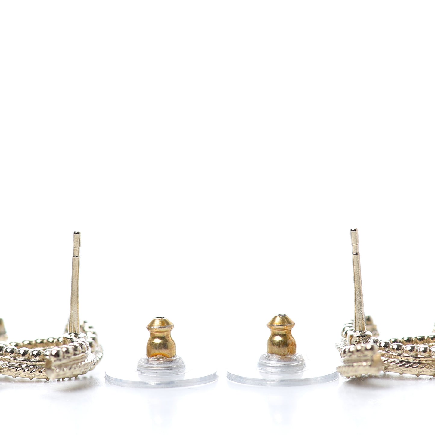 Lambskin Chain Crystal Pearl CC Drop Earrings Gold