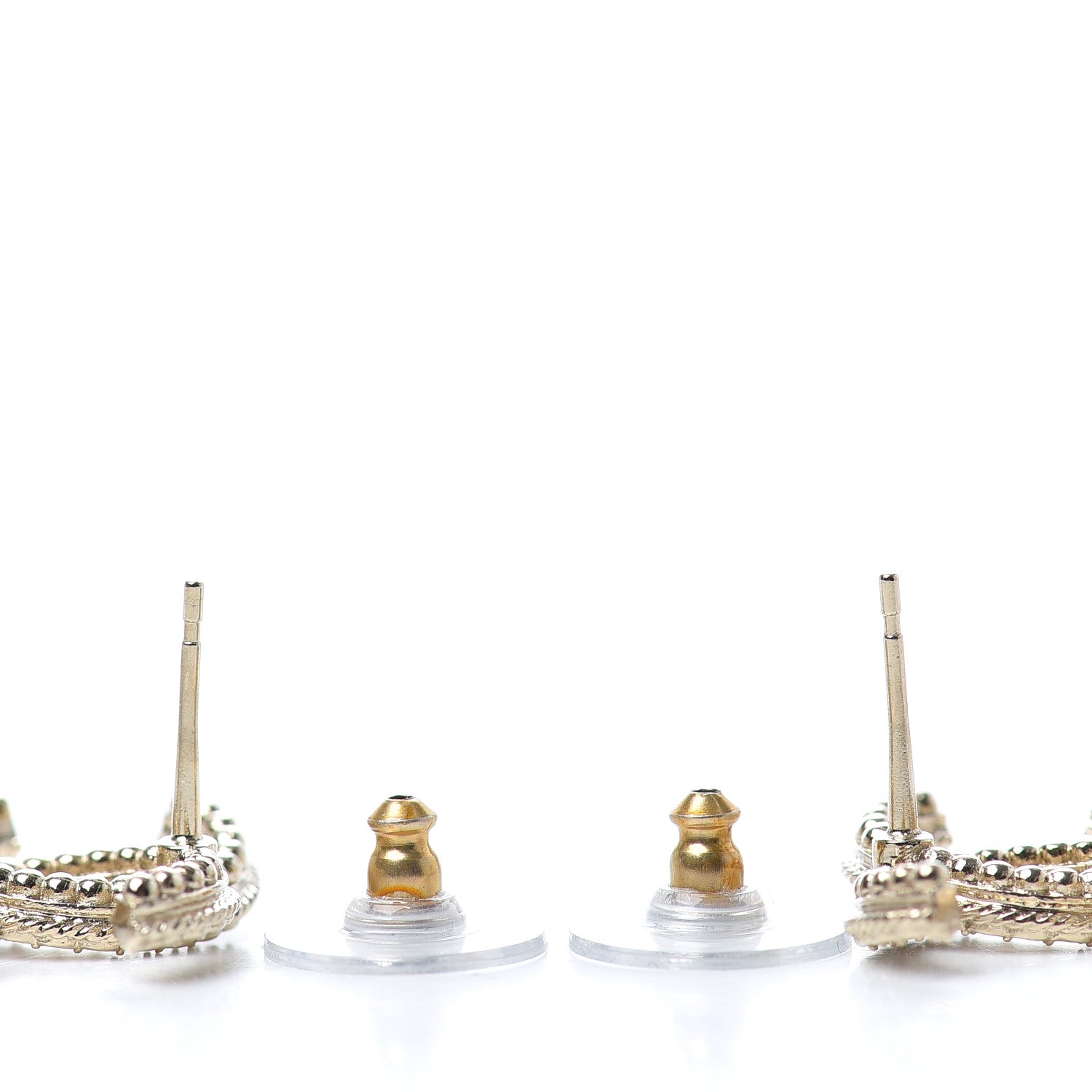 Chanel Lambskin Chain Crystal Pearl CC Drop Earrings Gold 3 of 4