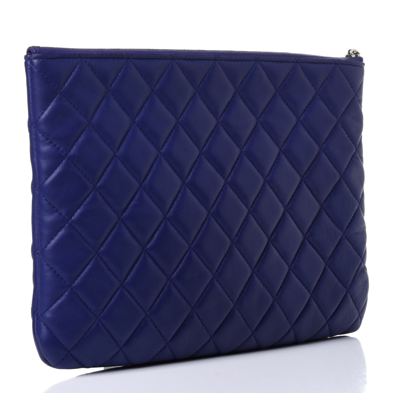 Chanel Lambskin Quilted Medium Cosmetic Case Blue 3 of 12