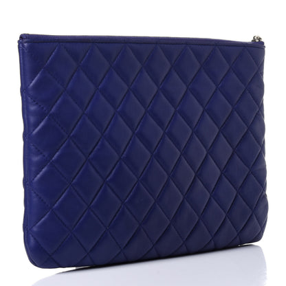 Chanel Lambskin Quilted Medium Cosmetic Case Blue 3 of 12