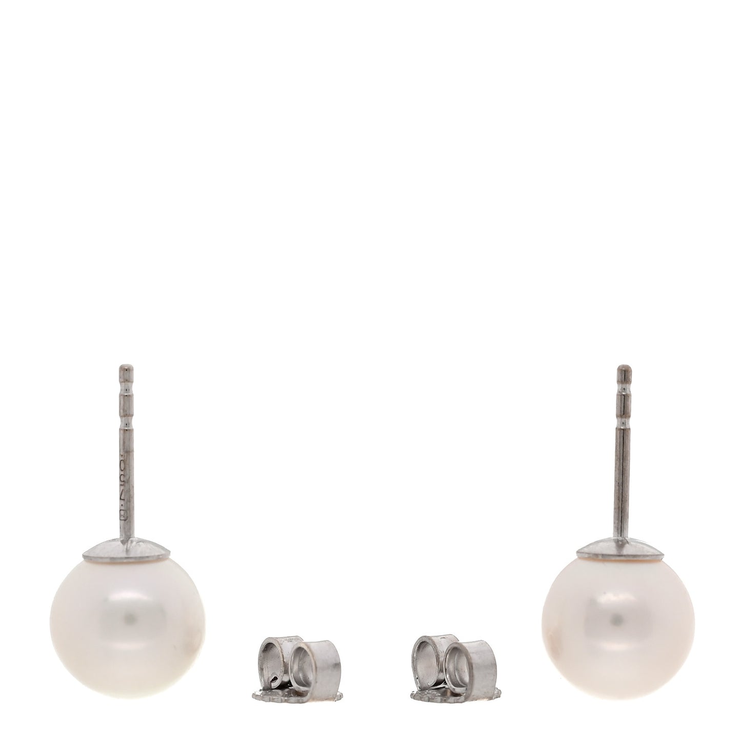18K White Gold Akoya Cultured Pearl 8-8.5mm Stud Earrings