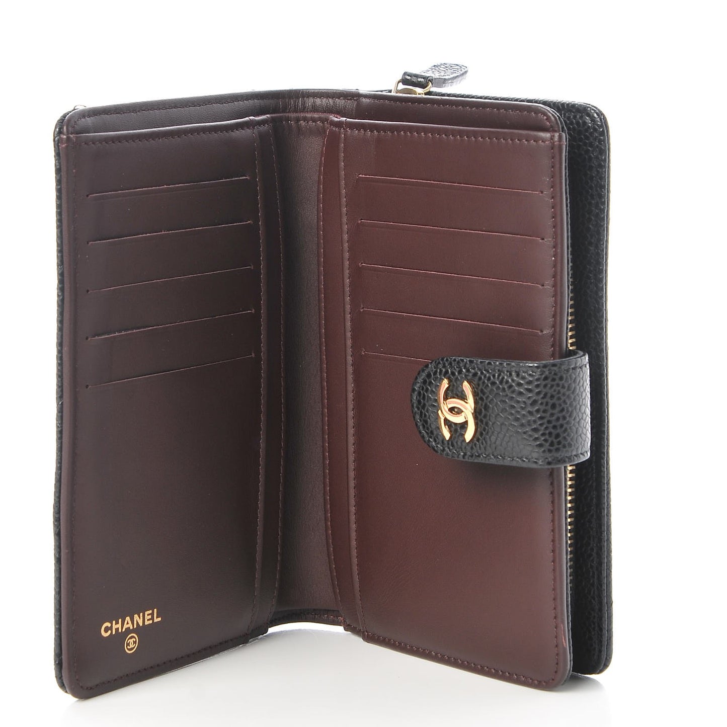 Caviar Quilted Zipped Pocket Wallet Black
