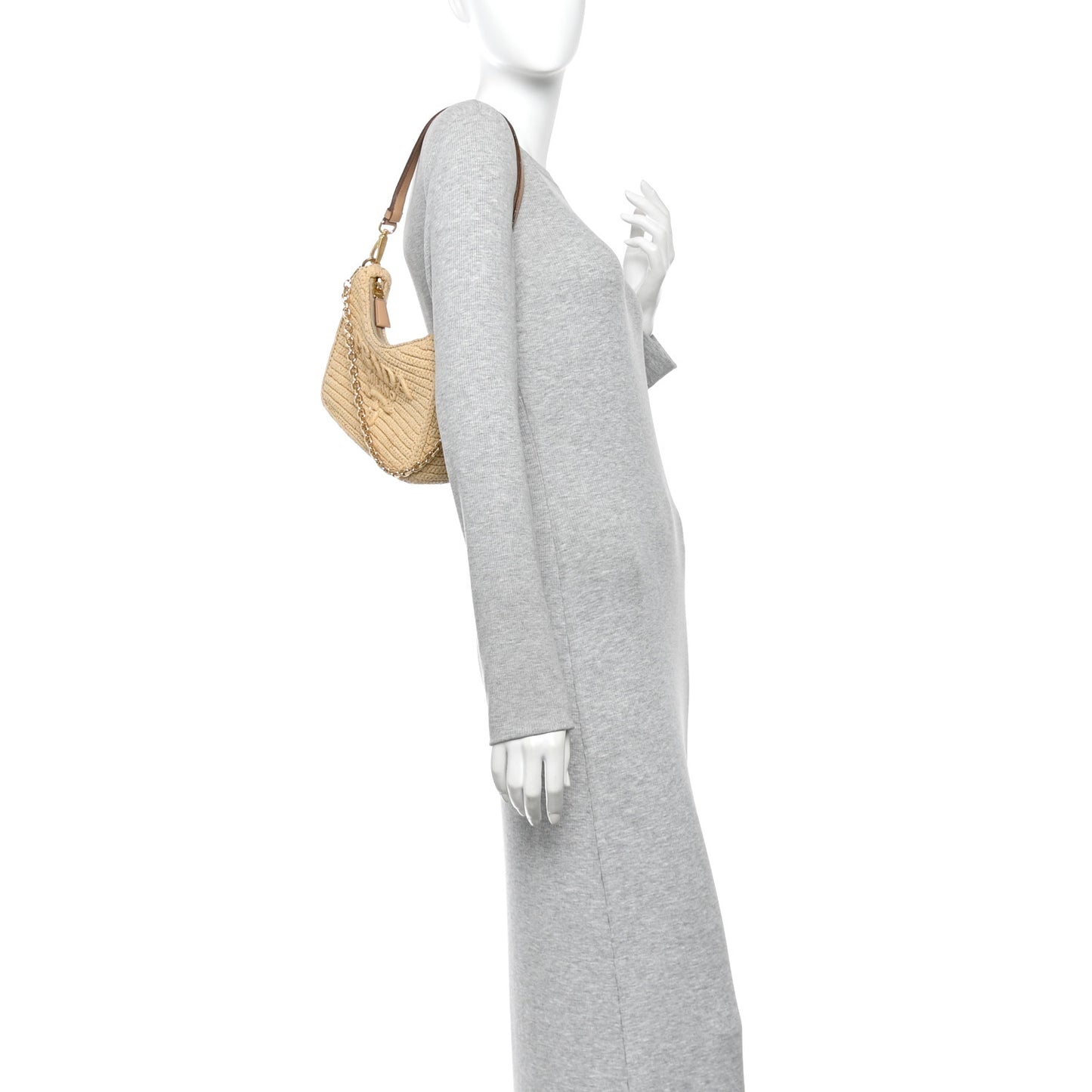 Yarn Raffia Effect Crochet Mini Re-Edition 2000 Shoulder Bag Naturale