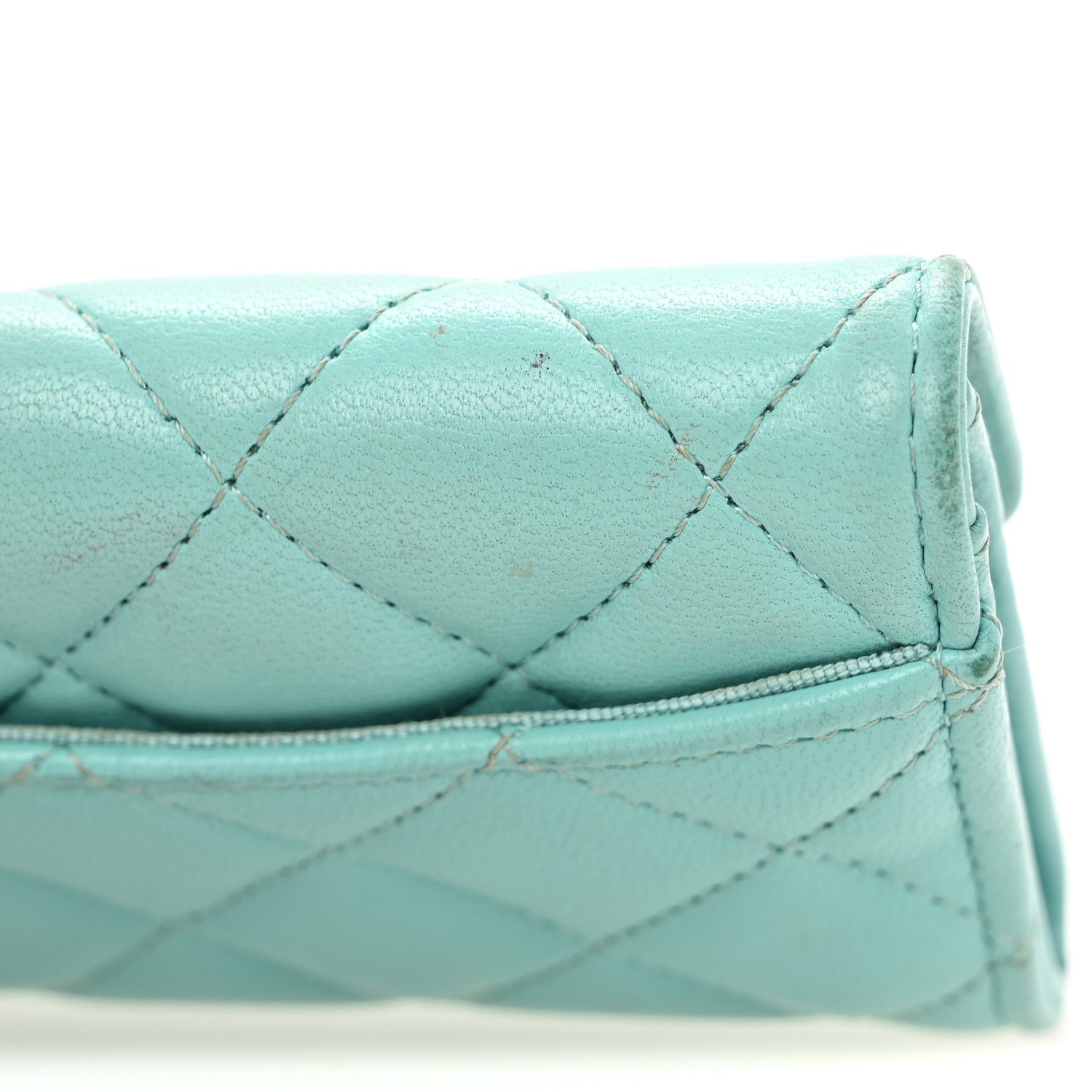 Chanel Lambskin Quilted Flap Card Holder Wallet Turquoise 12 of 12