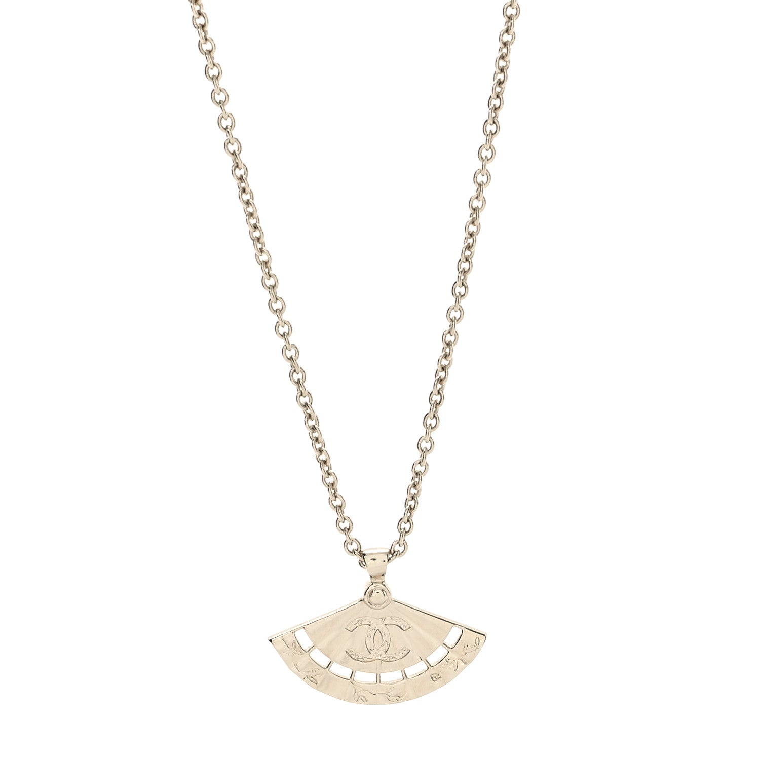 Chanel Metal Pearl CC Fan Necklace Gold 1 of 5