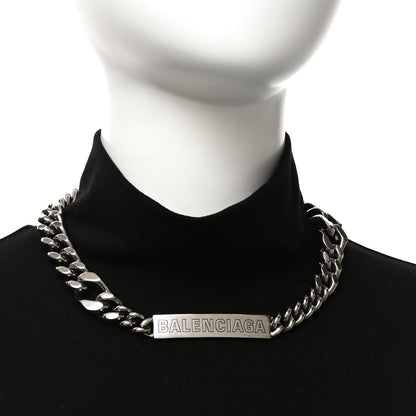 Balenciaga Brass Plate Twist Necklace Antique Silver 2 of 4