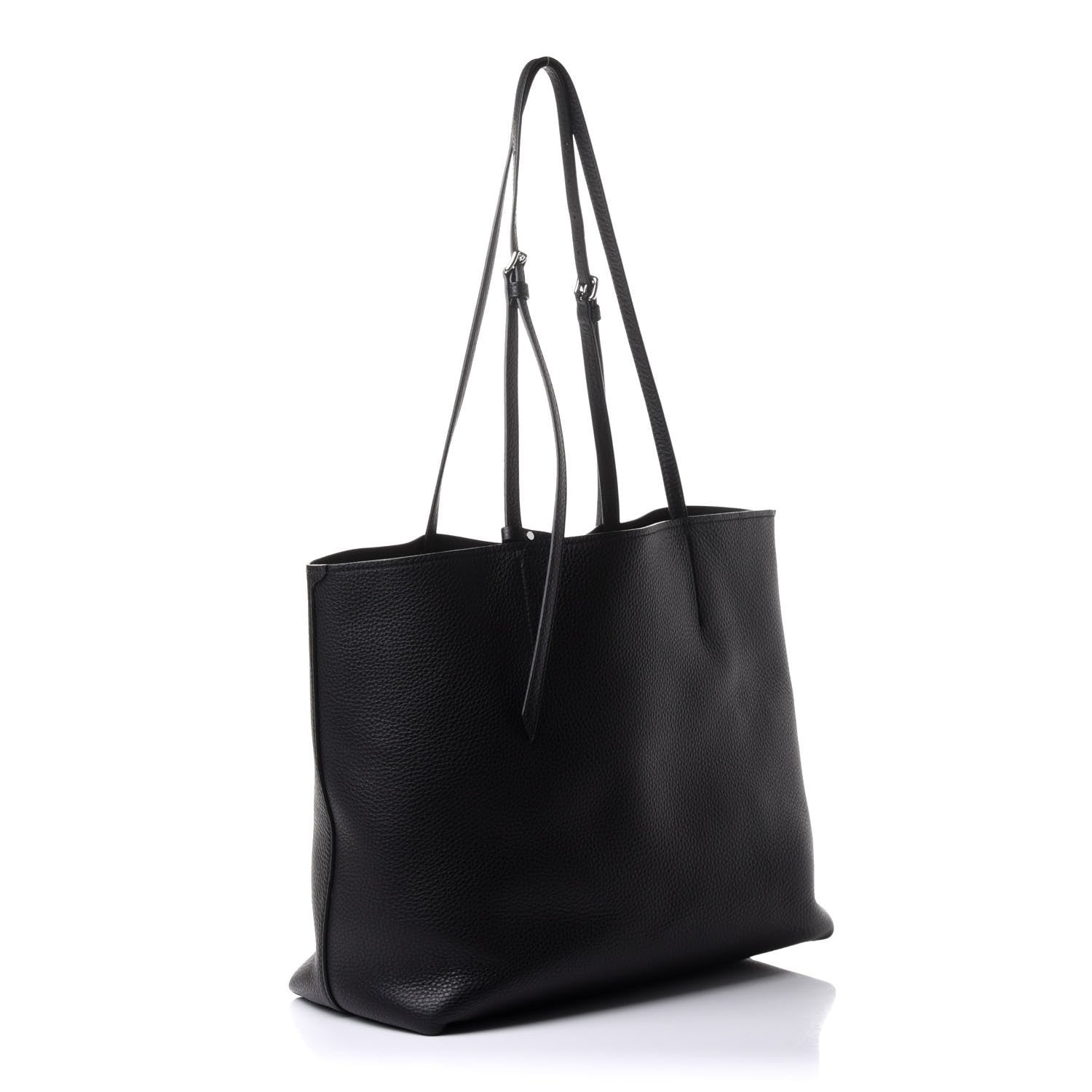 Prada Vitello Daino Etiquette Shopping Bag Black 2 of 12