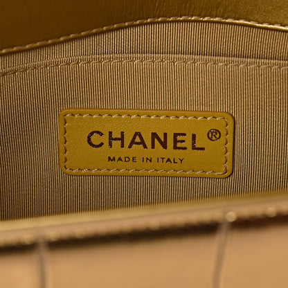 Chanel Metallic Calfskin Crocodile Embossed Graffiti Medium Cocodile Boy Flap Gold 8 of 11