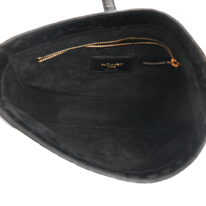 Saint Laurent Calfskin Crocodile Embossed Le 5 A 7 Hobo Black 5 of 11
