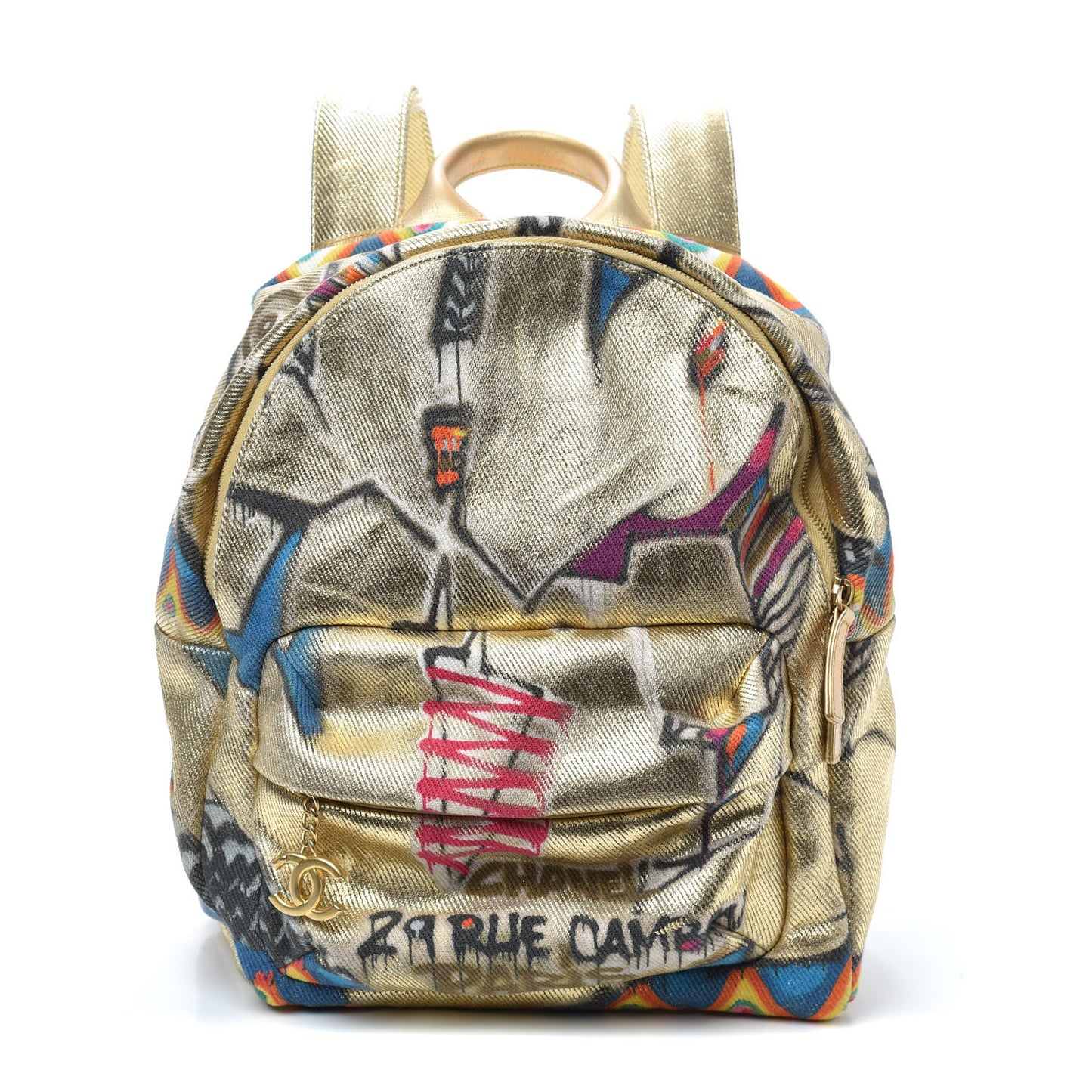 Graffiti Printed Canvas Street Spirit Backpack Multicolor